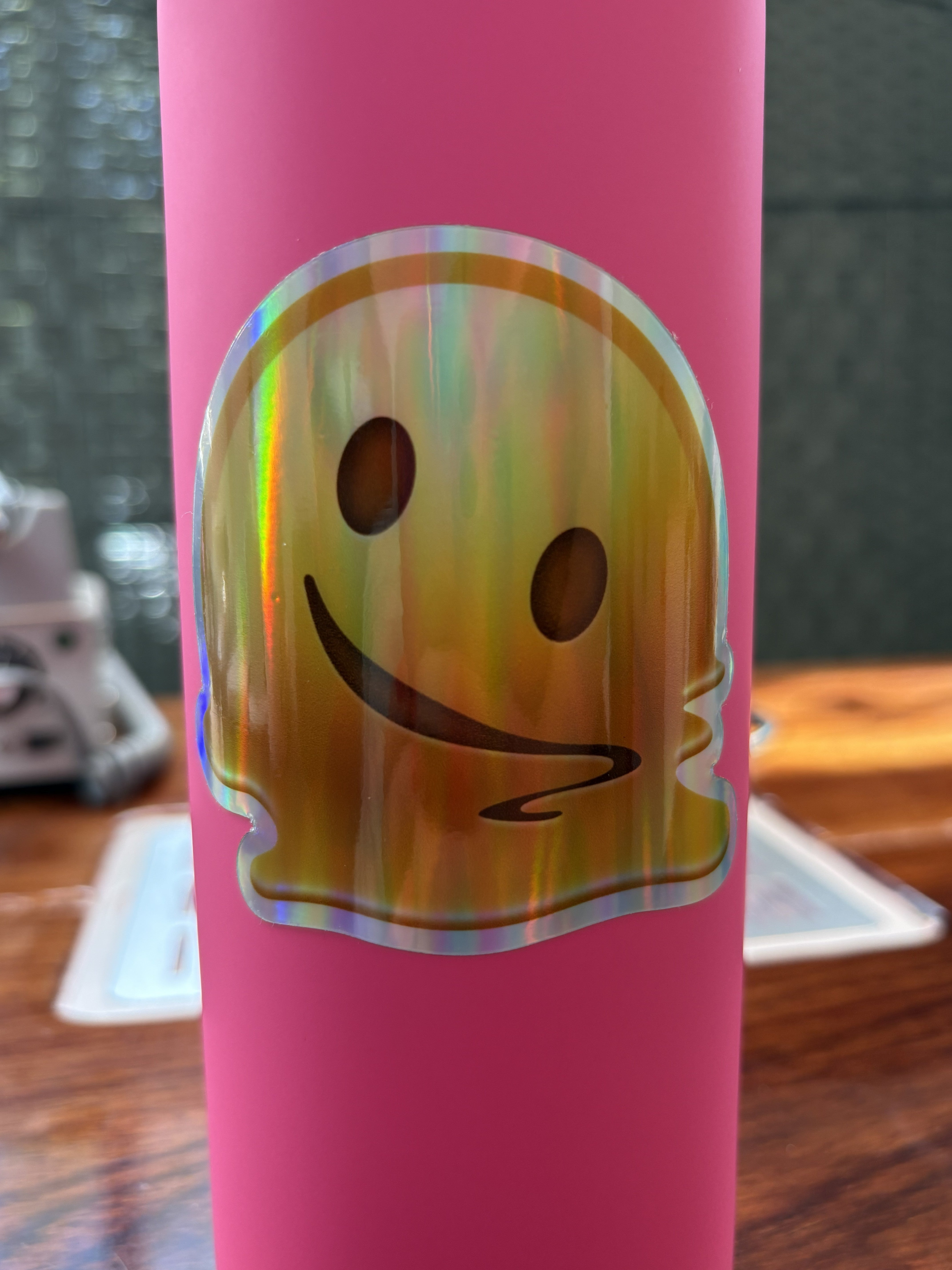 3" Melty Face Emoji Holographic Vinyl Sticker
