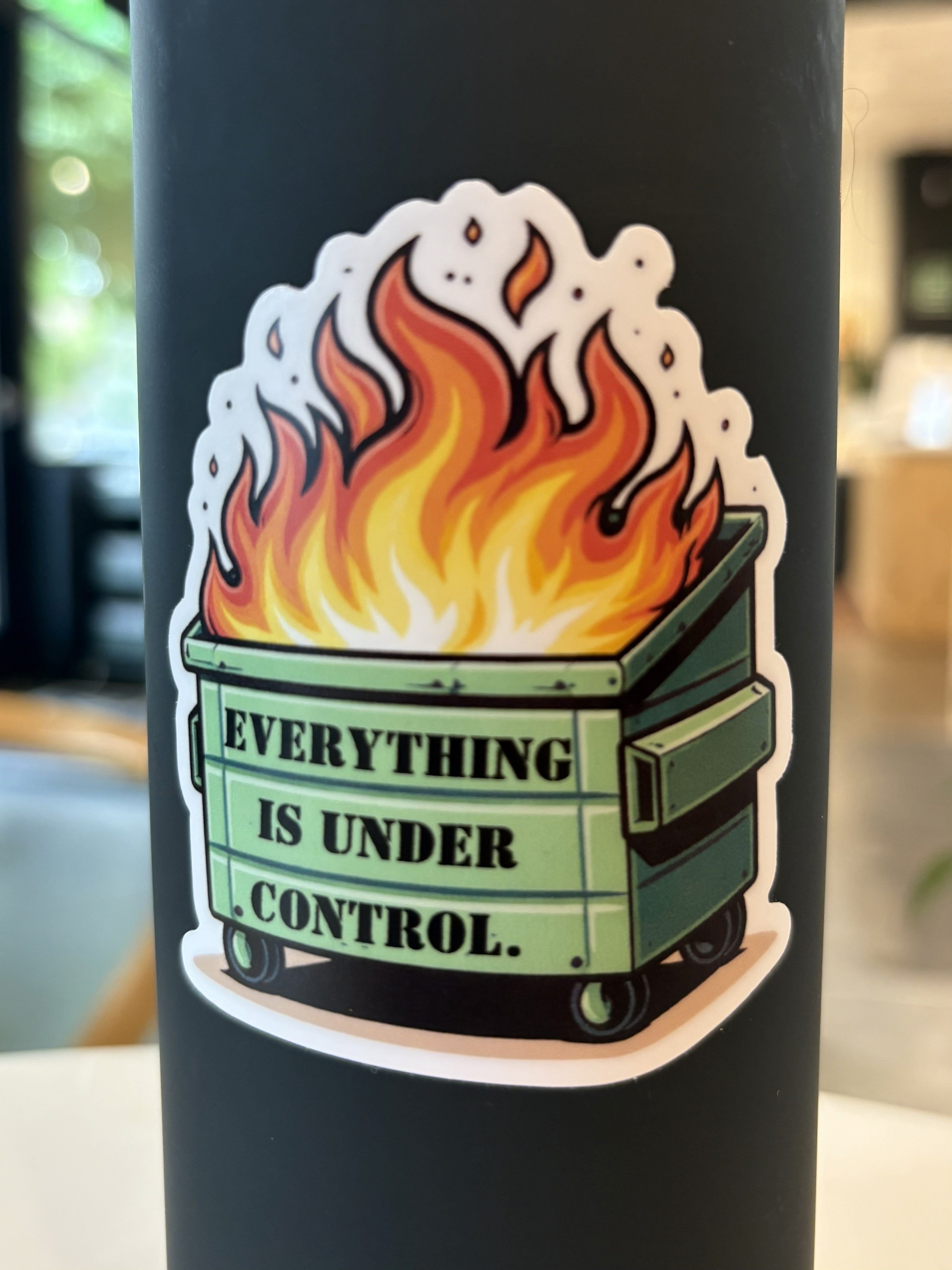 3" Green Dumpster Fire Vinyl Sticker
