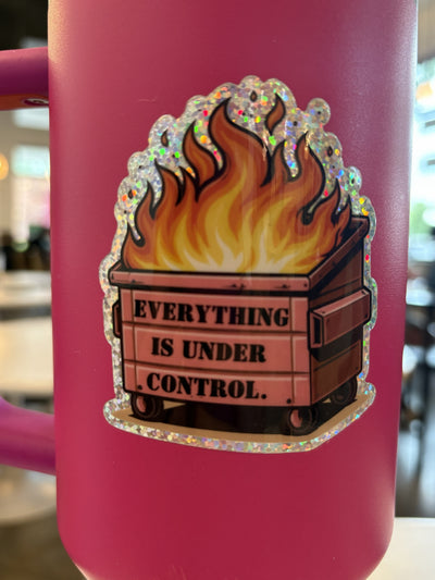 3" Pink Dumpster Fire Glitter Vinyl Sticker