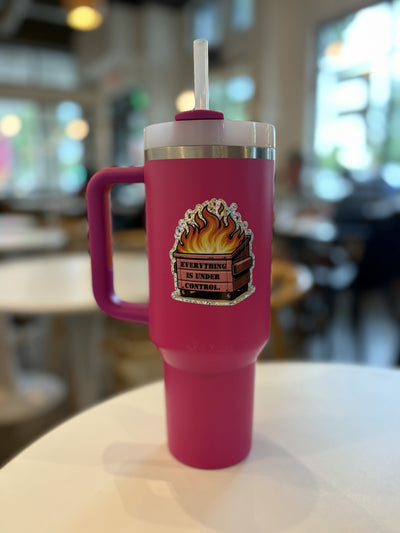 3" Pink Dumpster Fire Glitter Vinyl Sticker
